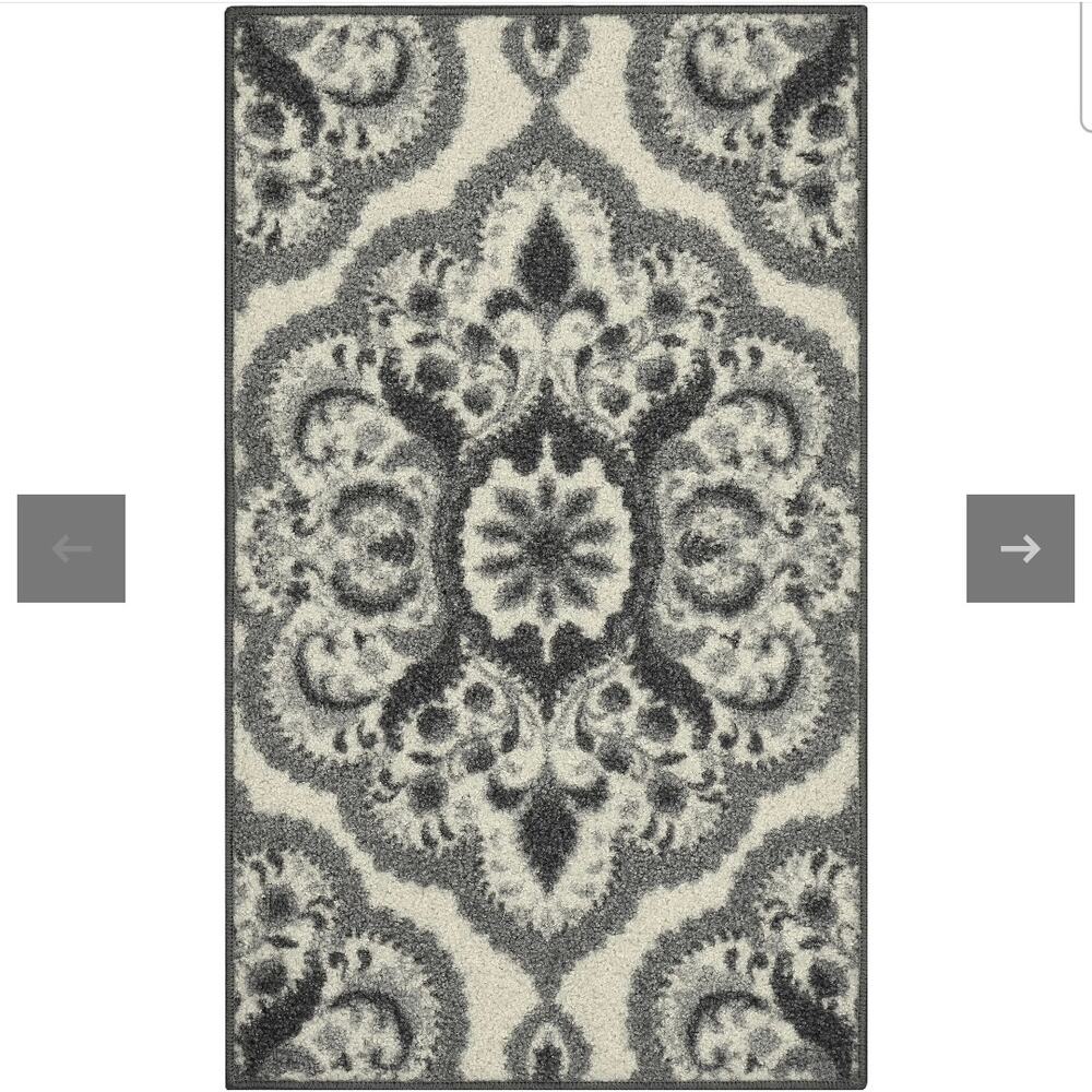 20" x 34" Accent Rug, Maples Rugs Marisol Traditional Indoor Washable Grey